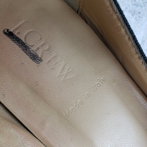 J CREW Italy Pointed Toe Pump Shoes Ballet Flats Textured Leather Snake Bow 8.5 - Picture 5 of 13